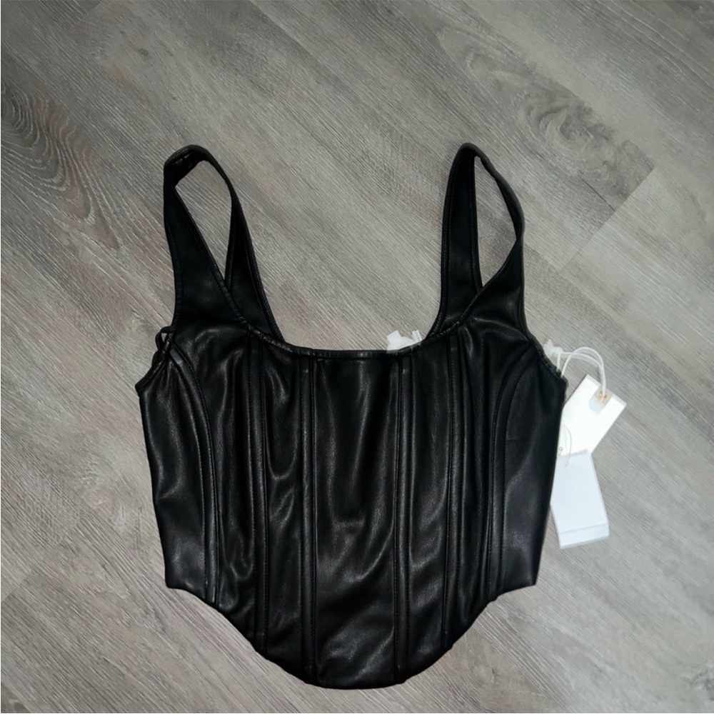 good american faux leather corset